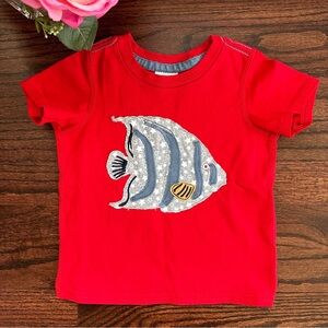 Hanna Andersson fish appliqué top, size 85/2T US